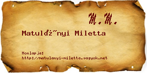 Matulányi Miletta névjegykártya